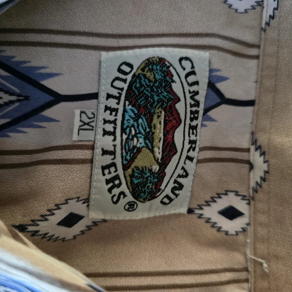 Cumberland Outfitters Men's Casual Diamond Pattern Shirt - Blue and Tan - Picture 3 of 3